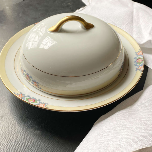 Antique 1920s Noritake Round Covered Butter Dish - Stanleigh