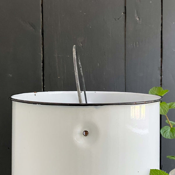 Vintage Enamelware Pail Trash Can Liner with Handle circa 1940