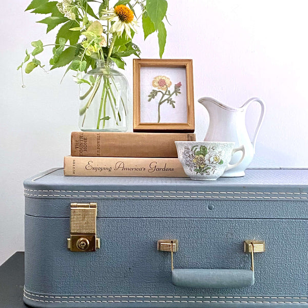 Vintage Starline Luggage Weekender Case with Original Keys in Mist