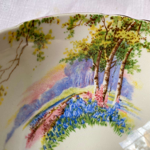 Vintage Red Aynsley Bluebell Time Cup and Saucer circa 19341950s In