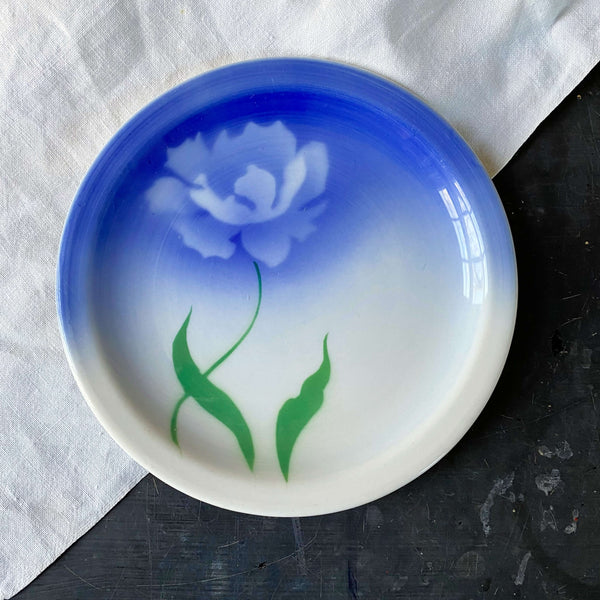 Vintage 1940s Syracuse Econo-Rim Restaurant Ware Plate with Blue