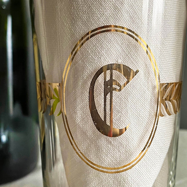 Vintage 1940s Monogrammed Cocktail Glasses with Gold Lettering & Laure – In  The Vintage Kitchen Shop