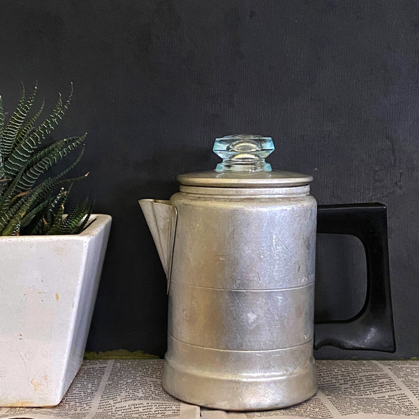 Large Vintage Aluminum Coffee Pot 2 Liters Aluminum Camping Percolator  Coffee Maker Camping Spplies Tea Decor Farmhouse Vase Retro Country 