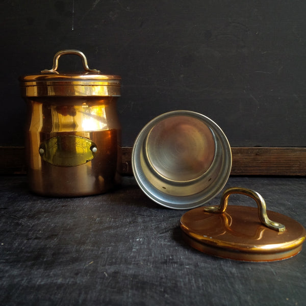 Vtg De La Cuisine Copper 2 Quart Dutch Oven With Two Different Lids 