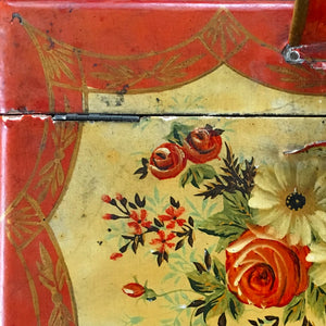 Vintage Wood Crumb Pan Box Key Cabinet - Handpainted Floral Wood Box Made in Japan