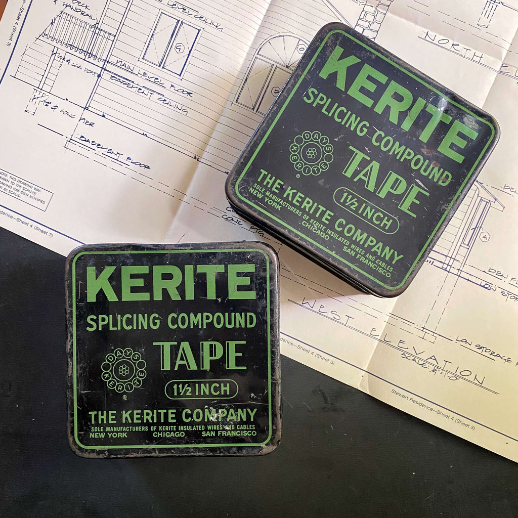 Vintage Midcentury Kerite Splicing Tape Storage Tins - Two Available