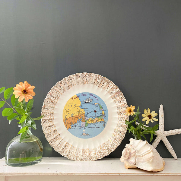 Vintage Cape Cod Massachusetts Souvenir Dinner Plate circa 1940s In