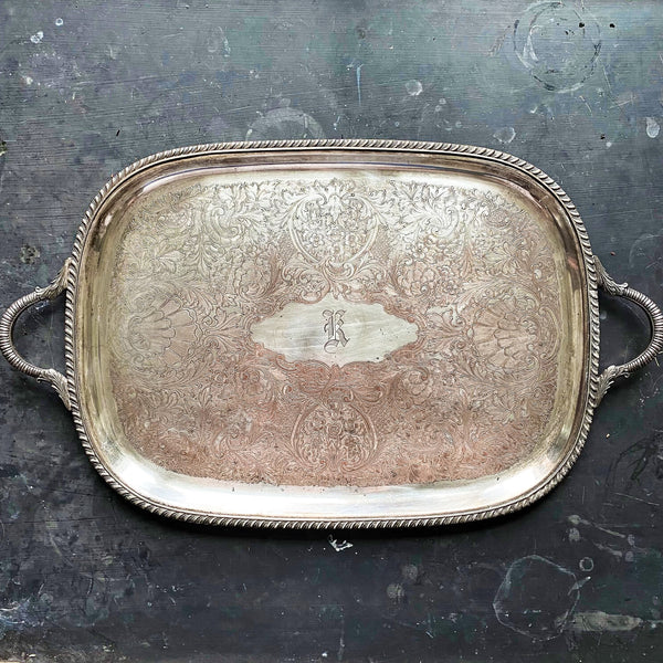 Vintage Silverplate Butler's Tray Sheffield Silver Company K