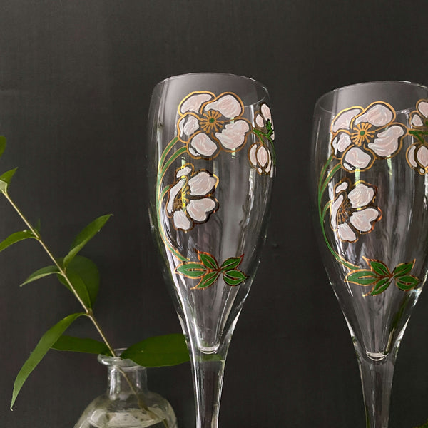 Vintage Perrier-Jouet Champagne Flutes - Belle Epoque Floral