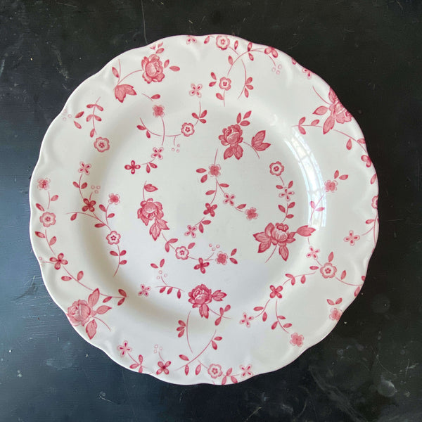 Vintage Nikko Japan Dinner Plate with Red Rose Pattern circa mid