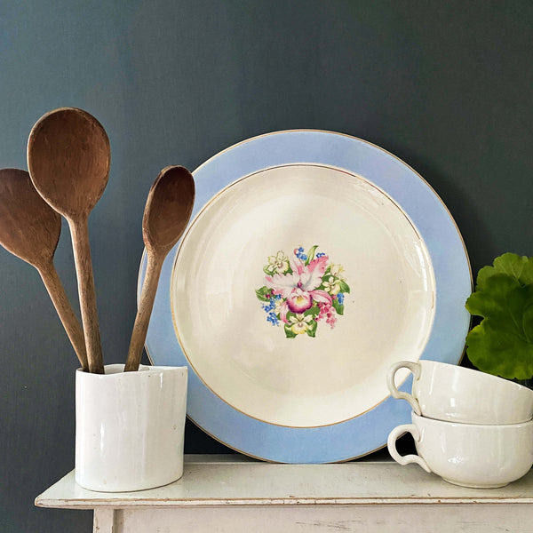 Vintage Blue Orchid Chop Plate Platter by Royal China circa 1945 1952 In The Vintage Kitchen Shop