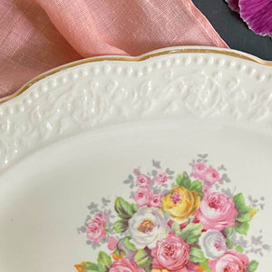 Edwin Knowles Cremelace Floral Gravy Boat Underplate circa 1930s-1940s