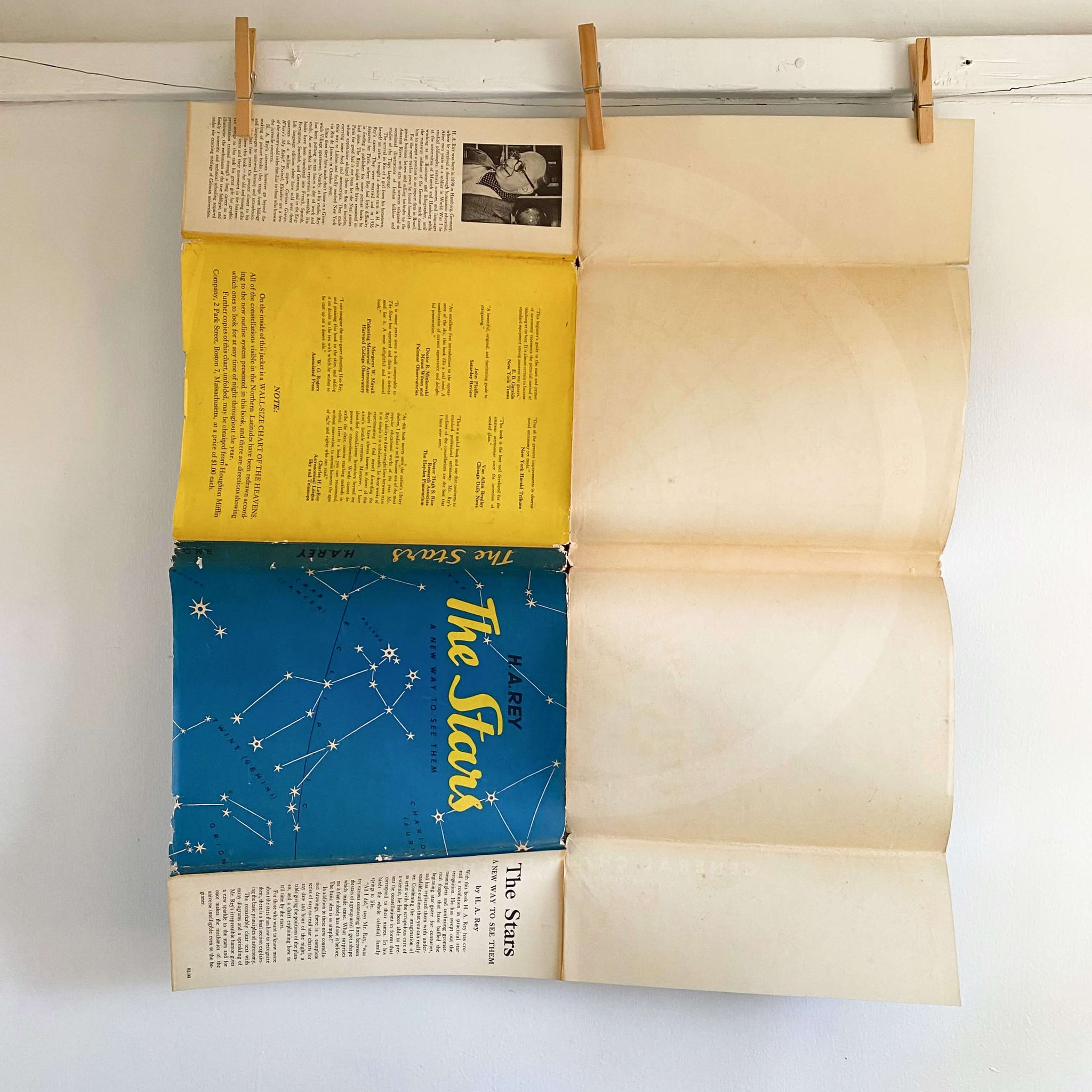The Stars by H.A. Rey - 1956 Edition Fourth Printing with Wall-Size Chart of the Constellations