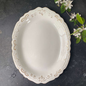 Antique J & G Meakin Platter with Handpainted Gold Designs and Embossed Edge circa 1890