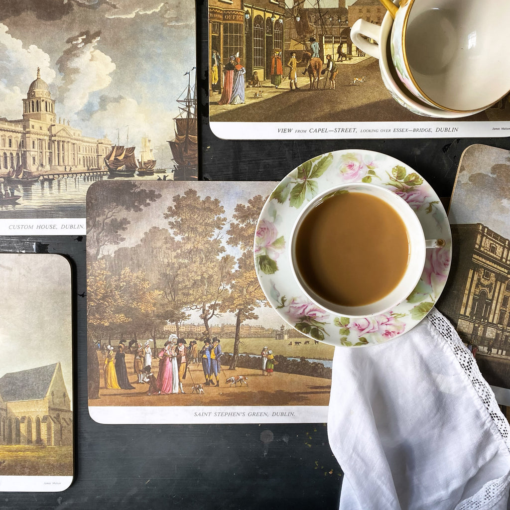 Vintage Melamine Table Mats - 18th Century Scenes of Dublin by James Malton - Set of 7