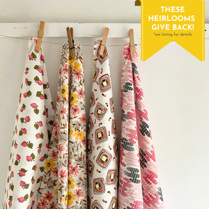 Vintage Feed And Flour Sack Fabrics circa 1930s-1940s - Pink Brown Yellow- Sold Separately