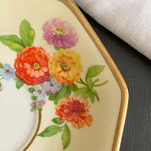 Rare Johnson Bros Floral Demitasse Cups & Saucers with Zinnia Flowers -  Set of Three