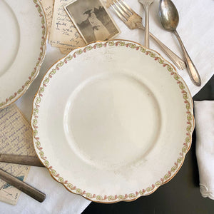 Antique 1920s Homer Laughlin Clover Dinner Plates in the Hudson Shape circa 1920 - Set of Two