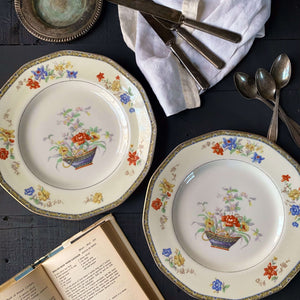 Antique Theodore Haviland Coromandel Porcelain Dinner Plates - Set of Two - Imported to Wright, Tyndale and Van Roden, Philadelphia circa 1920s