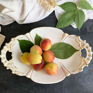 Antique Handpainted Porcelain Fruit Bowl with Pear Motif by Oscar Schaller & Co circa 1882-1909