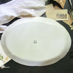 Large Antique Anchor Pottery Platter with Pink & White Flowers circa 1884-1926