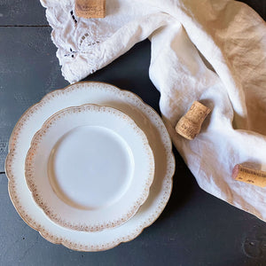 Antique Gold and White French Porcelain Luncheon & Bread Plates - Set of Four circa 1894-1915