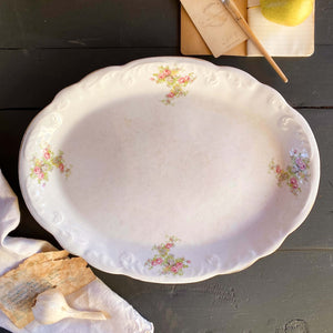 Antique Pink & Green Floral Platter by Burgess & Co Circa 1903