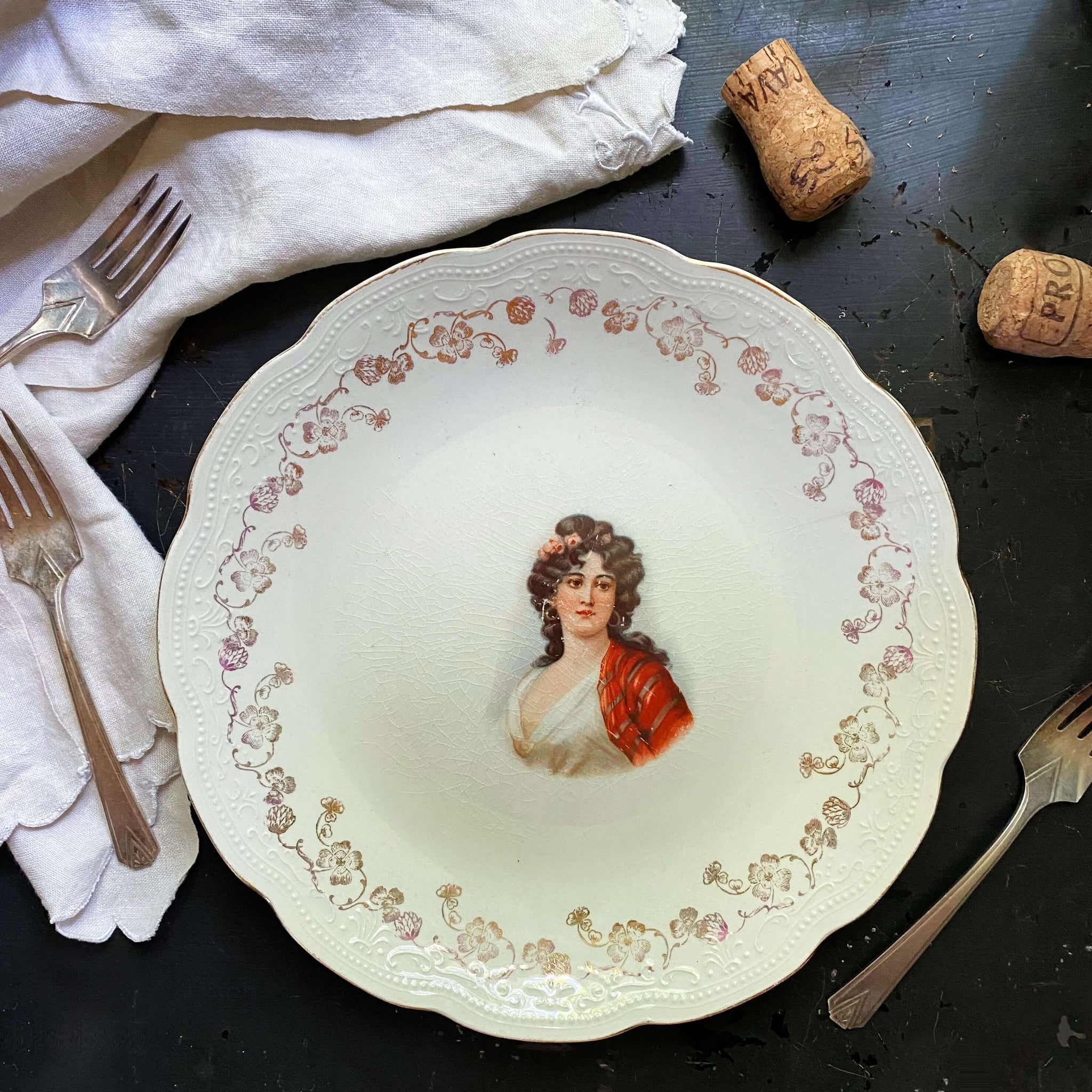 Antique Portrait Plate by The Colonial Co circa 1903-1922 after Moritz Stifter Painting