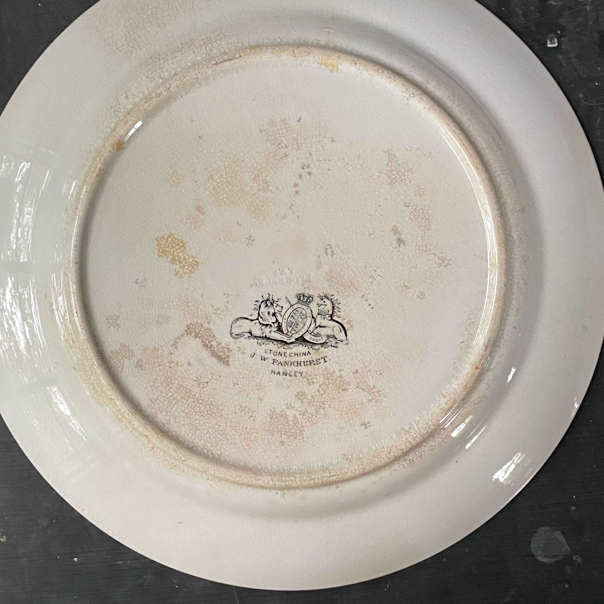 Rare Antique JW Pankhurst Ironstone Dinner Plates Set of Four circa 1850-1852