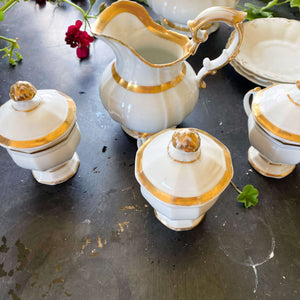 Antique 19th Century Royal Vienna Tea Service Set - Gold and White Porcelain - Circa 1838