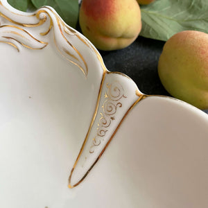 Antique Handpainted Porcelain Fruit Bowl with Pear Motif by Oscar Schaller & Co circa 1882-1909