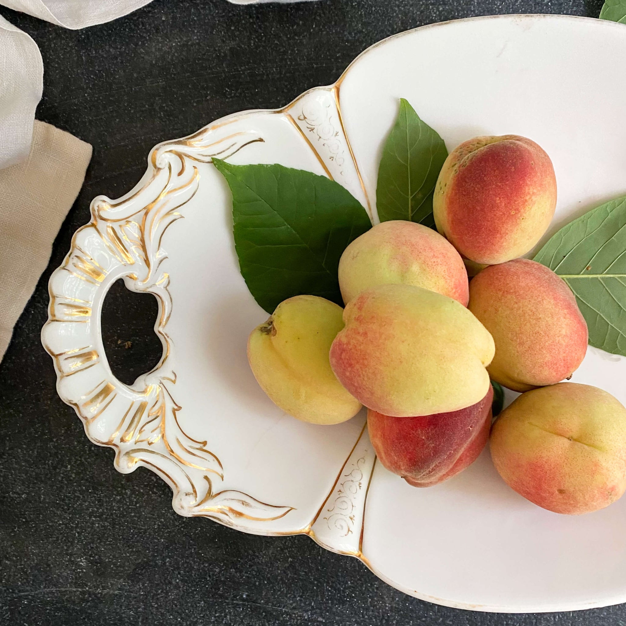 Antique Handpainted Porcelain Fruit Bowl with Pear Motif by Oscar Schaller & Co circa 1882-1909
