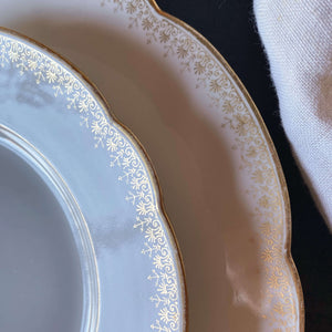 Antique Gold and White French Porcelain Luncheon & Bread Plates - Set of Four circa 1894-1915