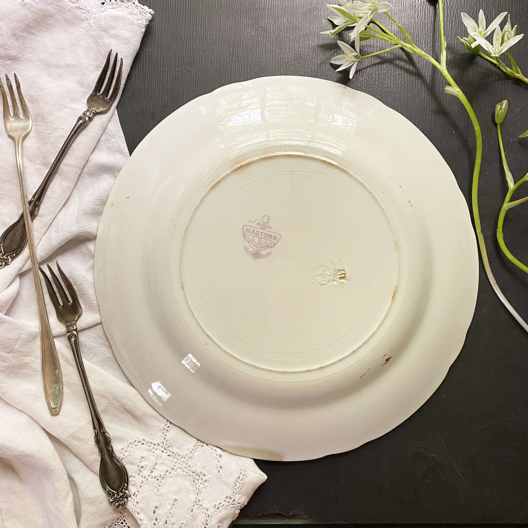 Antique Swedish Gustafsberg Opak Dinner Plate - Hawthorn/Hagtorn Pattern circa 1914-1940