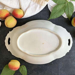 Antique Handpainted Porcelain Fruit Bowl with Pear Motif by Oscar Schaller & Co circa 1882-1909