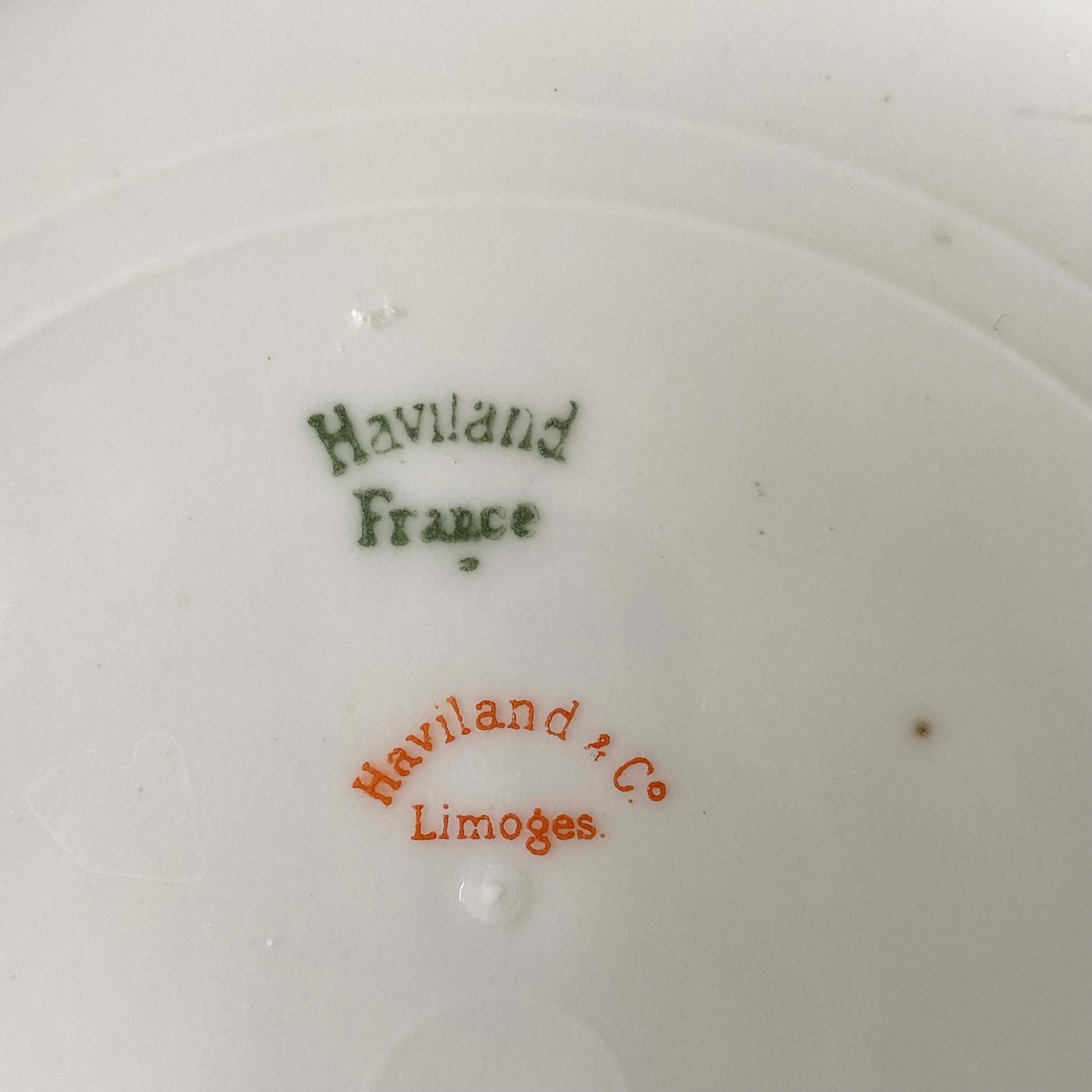 Antique Haviland & Co Limoges Porcelain Soup Bowls Green and Teal Fl