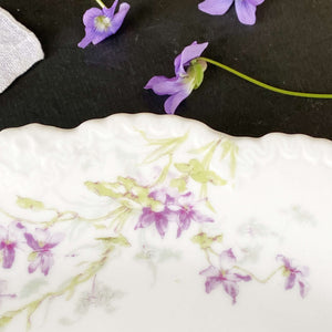 Antique Small French Limoges Platter with Violet Flowers circa 1895 by Theodore Haviland - Schleiger 148G Pattern