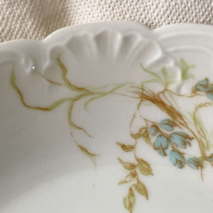 Antique Haviland & Co Limoges Porcelain Soup Bowls - Green and Teal Floral Schleiger Pattern 245- Set of Three  circa 1889-1931