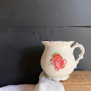 Antique Homer Laughlin Shaving Mug in Bridal Shape with Pink Rose circa 1902-1910s