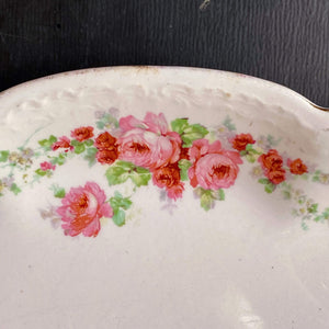 Antique Small Homer Laughlin Platter with Pink Roses Platter - Hudson Series circa 1908-1928