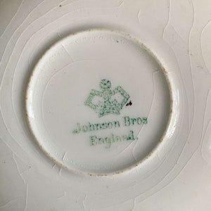 Rare Johnson Bros Floral Demitasse Cups & Saucers with Zinnia Flowers -  Set of Three
