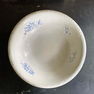 Antique Large Blue and White Floral Wash Basin Bowl - Anchor Pottery circa 1884-1926