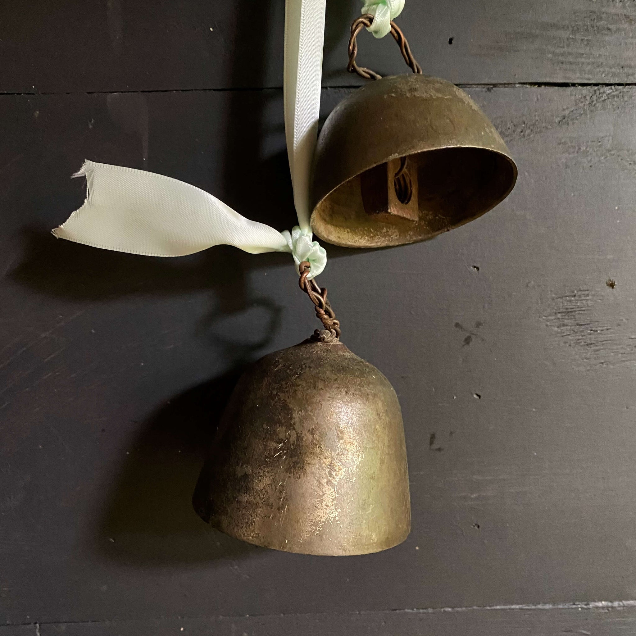 Antique Primitive Brass Livestock Bells - Set of Three