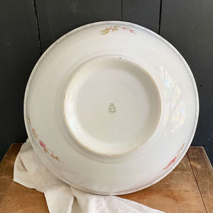 Antique Pink Floral Royal Porcelain Wash Basin & Pitcher by Maddock's Lamberton Works circa 1888-1902