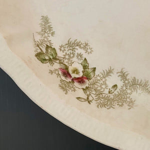 Antique East Palestine Pottery Platter with Pink Green and White Flowers circa 1880-1904