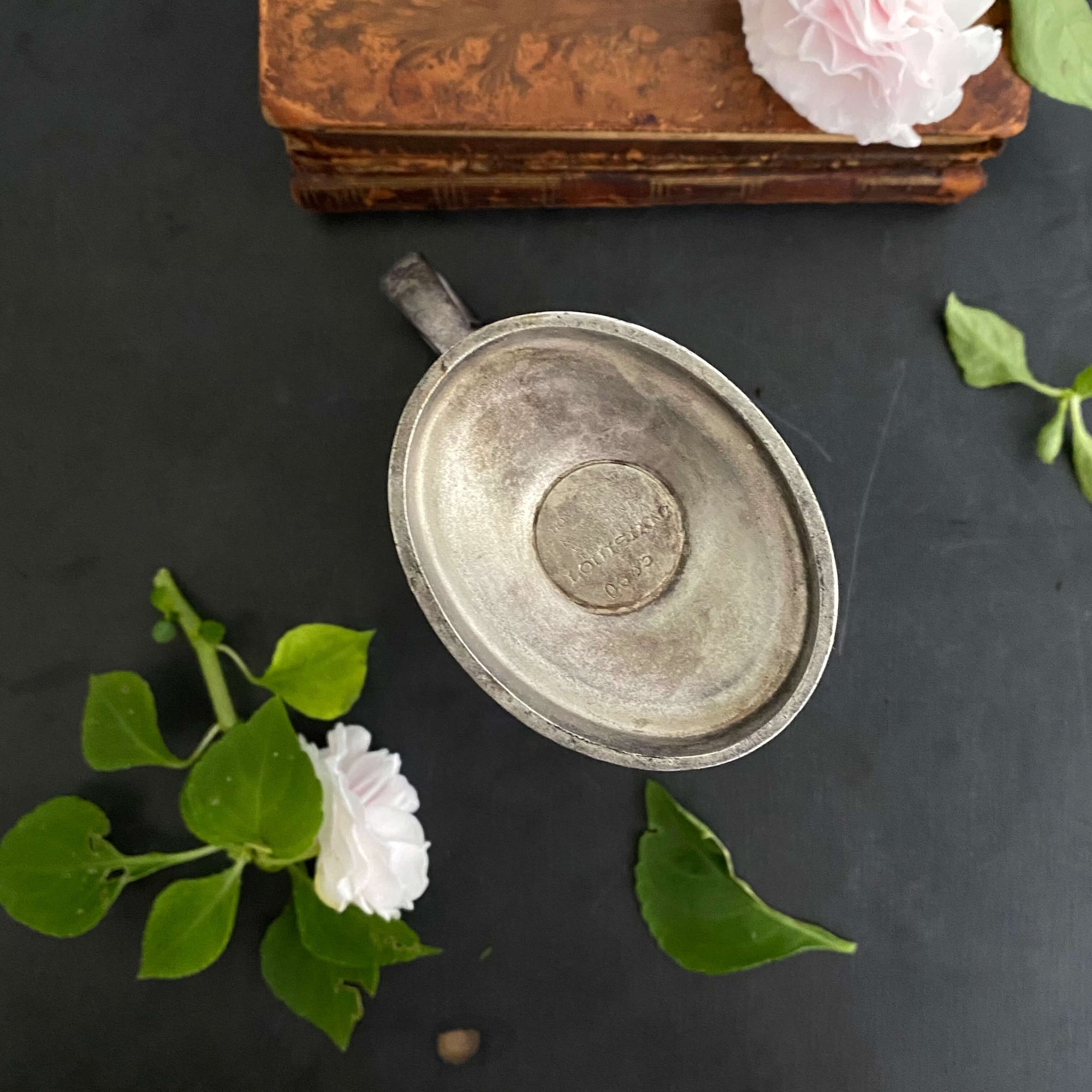 Antique Homan Plate Creamer with Monogram - Louisiana Pattern circa 1900s-1920s