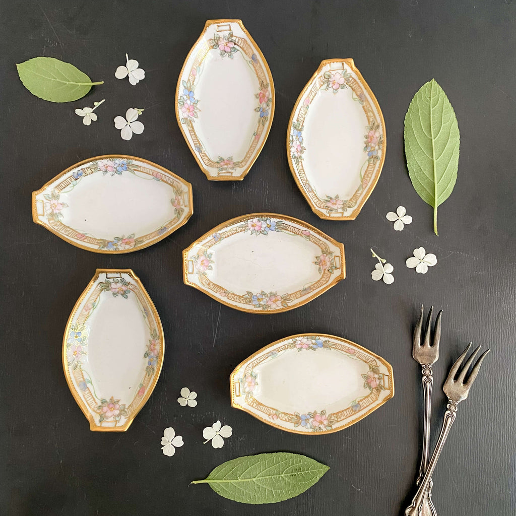 Antique Noritake Porcelain Salt Cellars circa 1911-1921 - Set of Six