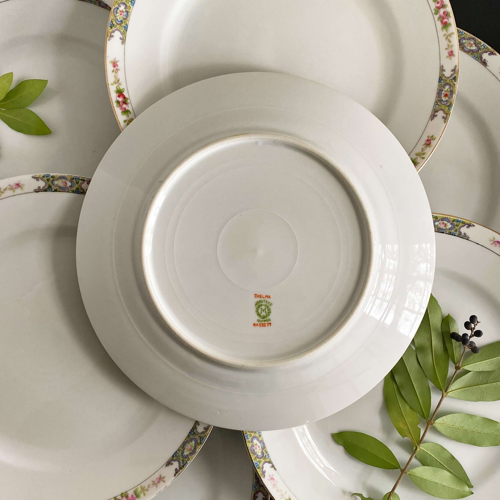 Antique Noritake Thelma Bassett Porcelain Dinner Plates - Set of Eight circa 1920s
