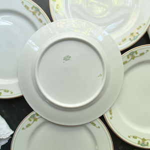 Antique Syracuse O.P.Co. Teal and Green Floral Salad Plates - Set of Five circa 1912-1930s