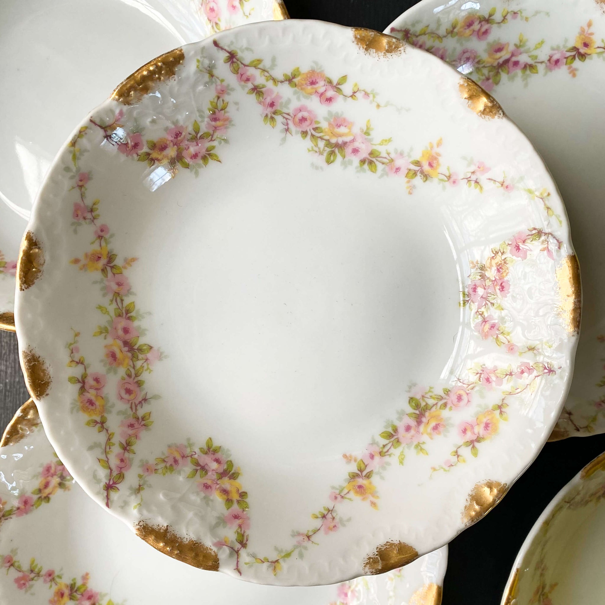 Antique French Porcelain Berry Bowls Set of Five by Theodore Haviland Schleiger Pattern 145